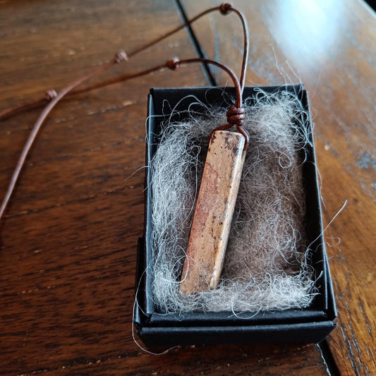 Long Rhyolite Volcanic Rock Pendant Necklace