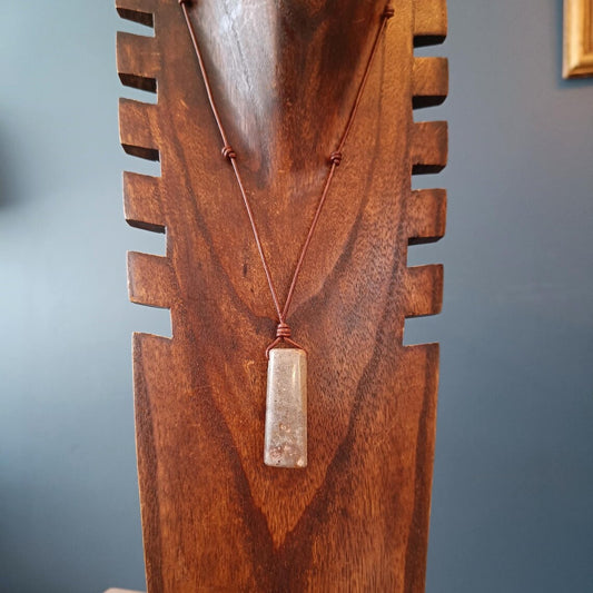 Large Polished Rhyolite Volcanic Rock Pendant Necklace