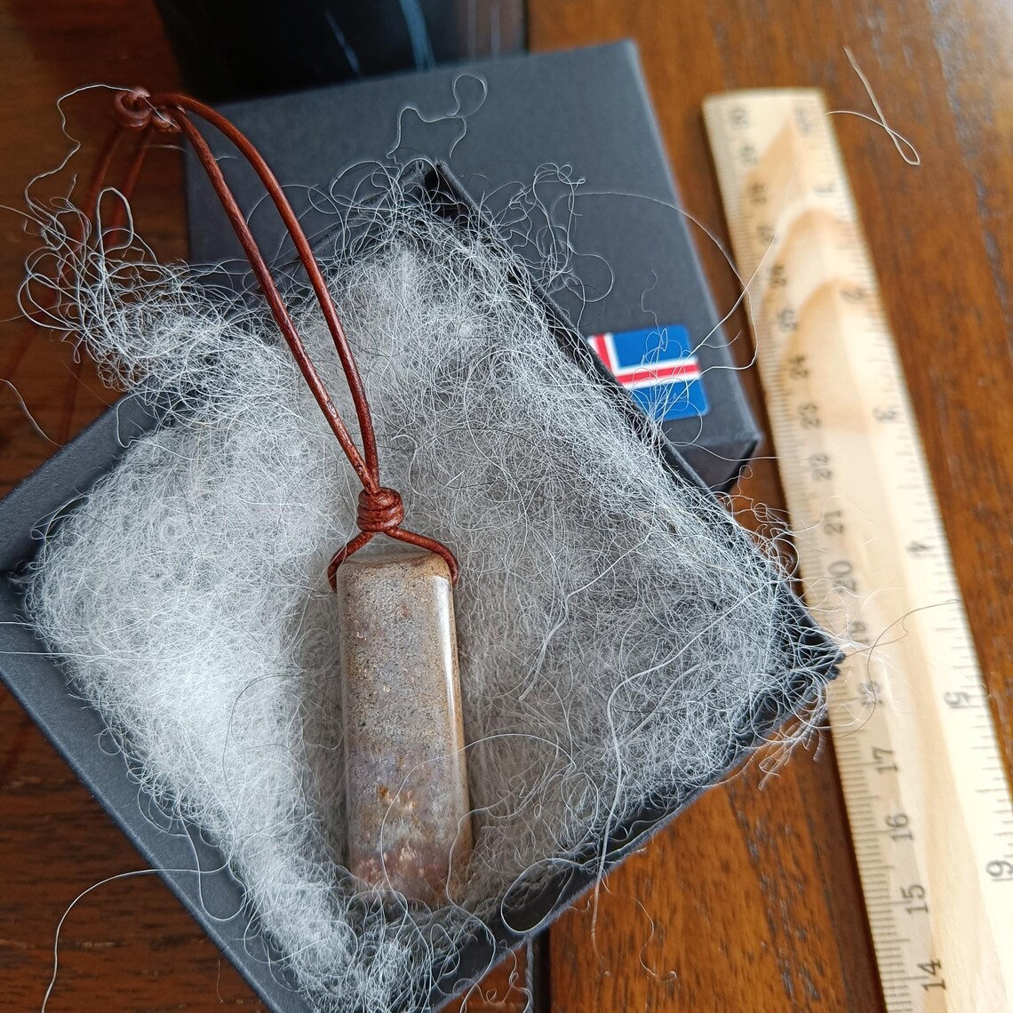 Large Polished Rhyolite Volcanic Rock Pendant Necklace